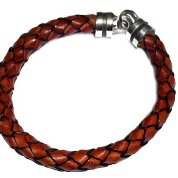 COPY - CATHERINE ZEDAH BROWN BRAIDED LEATHER WITH STERLING SILVER CLASP MENS BR… - Picture 4 of 12